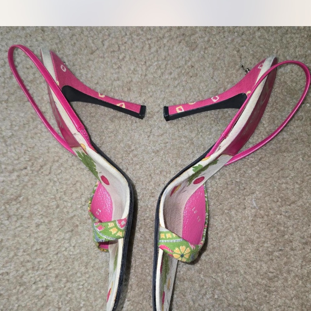Dior Pink and Cream Heeled Sandals - Picture 8 of 8